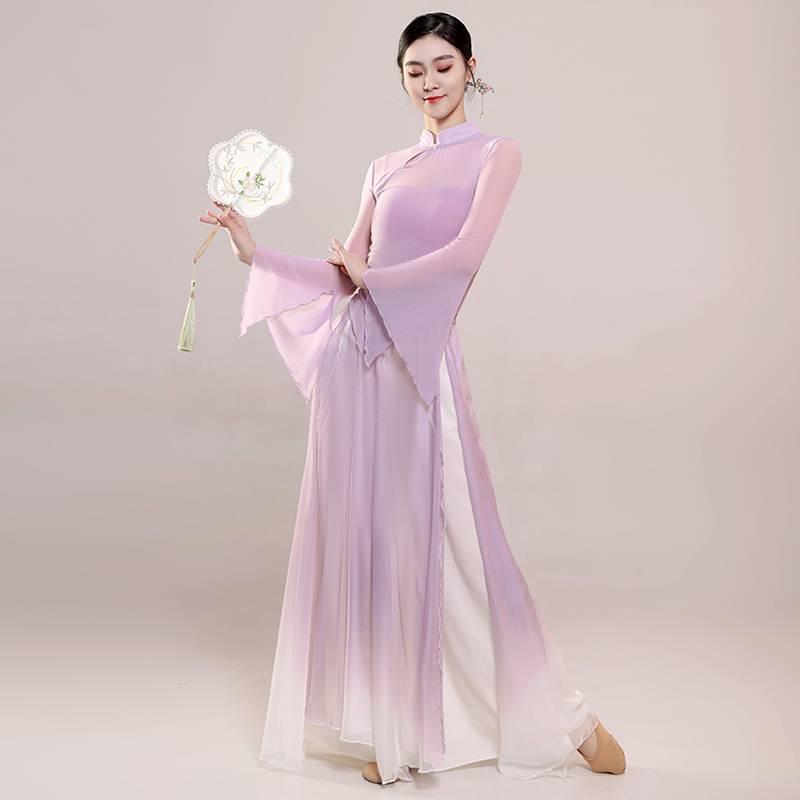 Classical dance clothing new elastic mesh tops, elegant yarn dress, practice clothes Chinese dance nation performance clothing