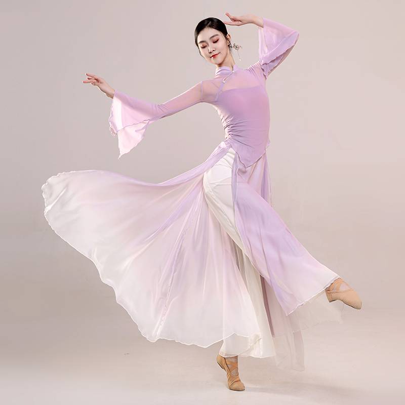 Classical dance clothing new elastic mesh tops, elegant yarn dress, practice clothes Chinese dance nation performance clothing