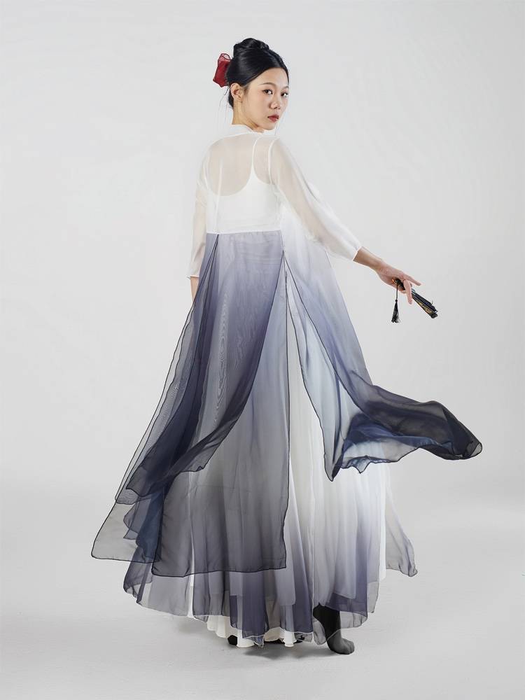China Performance Service Smoke Cloud Classical Dance Black and White Ink Dance Skirt Book Jane National Dance Practice Performance Performance
