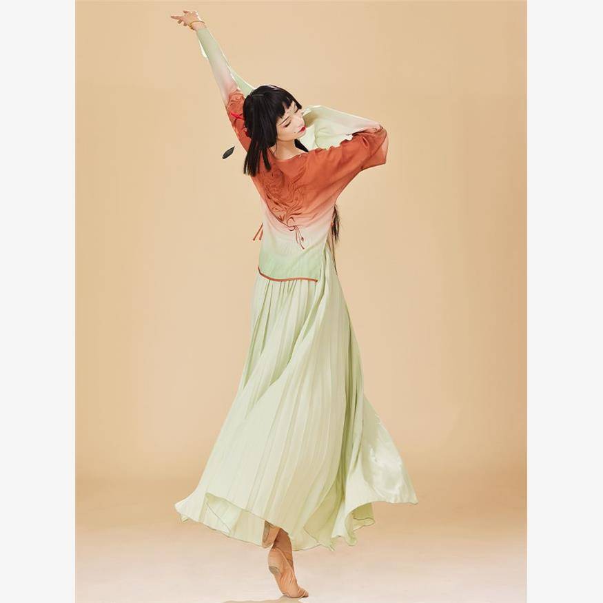 Classical dance body rhyme and elegant dance gauze Chinese national dance art college training skills clothing jacket suit