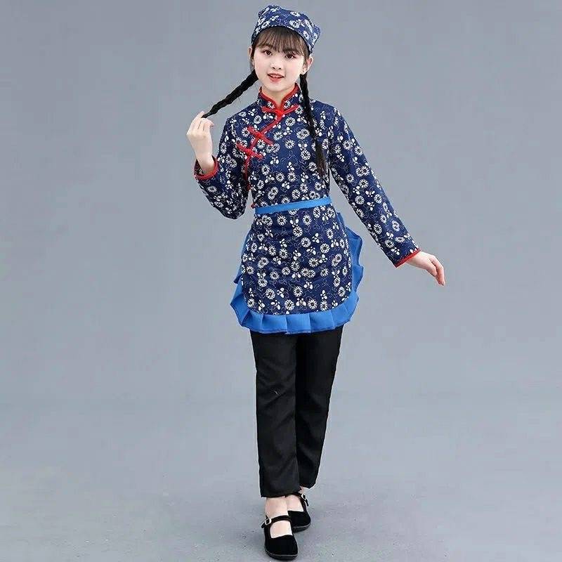 Village Aunt Aqing Steamed Flower Performing Rural Ethnic Dance Tea Pocket Female Clothing Farmers' Farmers Farmers Hakka Hakka