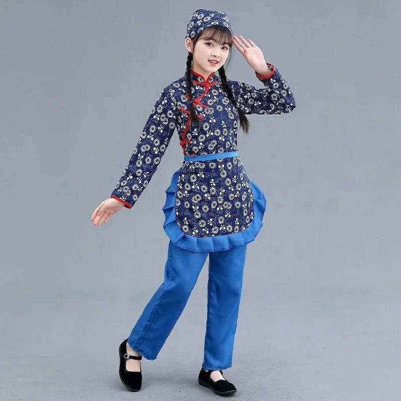 Village Aunt Aqing Steamed Flower Performing Rural Ethnic Dance Tea Pocket Female Clothing Farmers' Farmers Farmers Hakka Hakka
