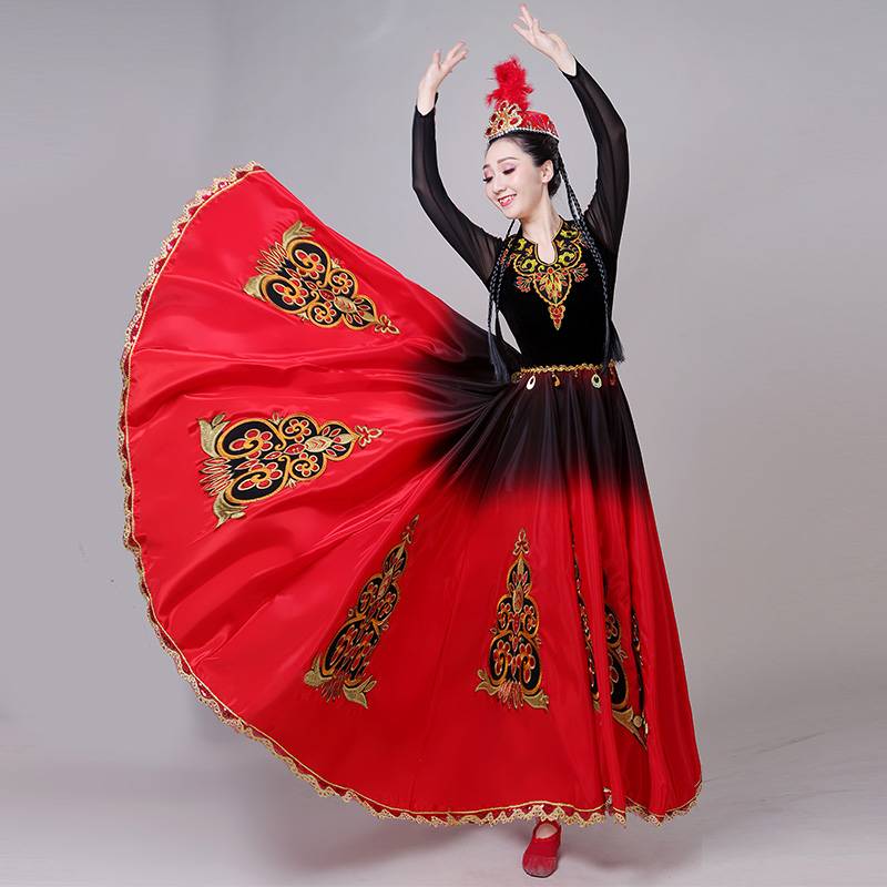 Uyghur dance performance clothing ethnic minority Xinjiang art test exercises adult female opening dance big skirt