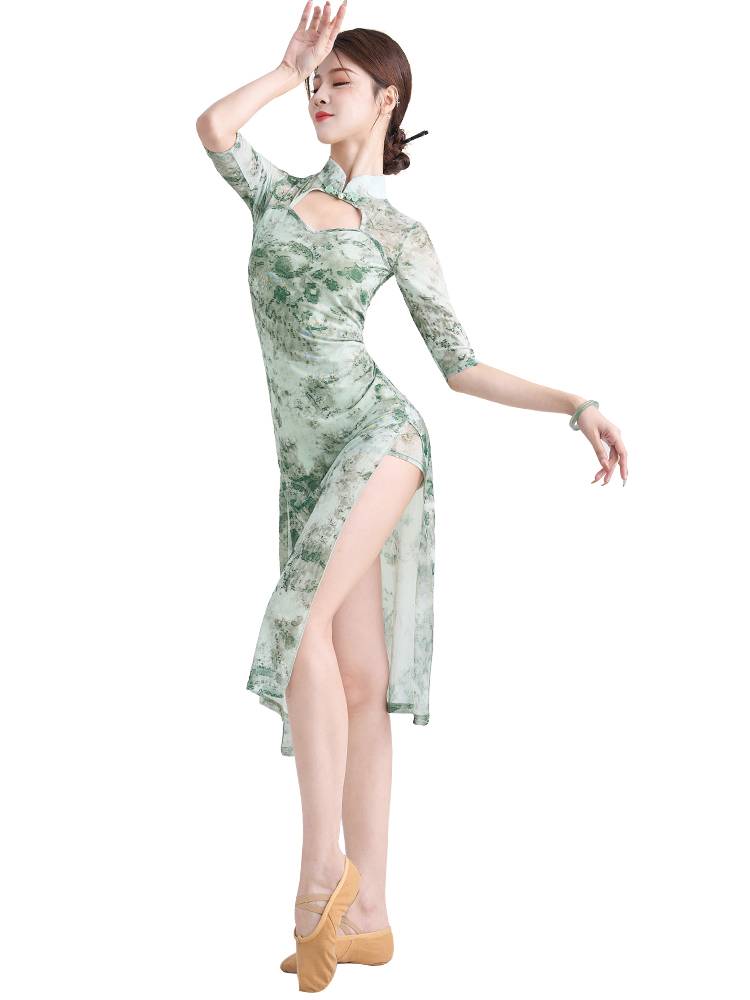 Shan Rantang Chinese national style classical dance dancing special elastic cheongsam cheongsam body rhyme training table performance clothing girl
