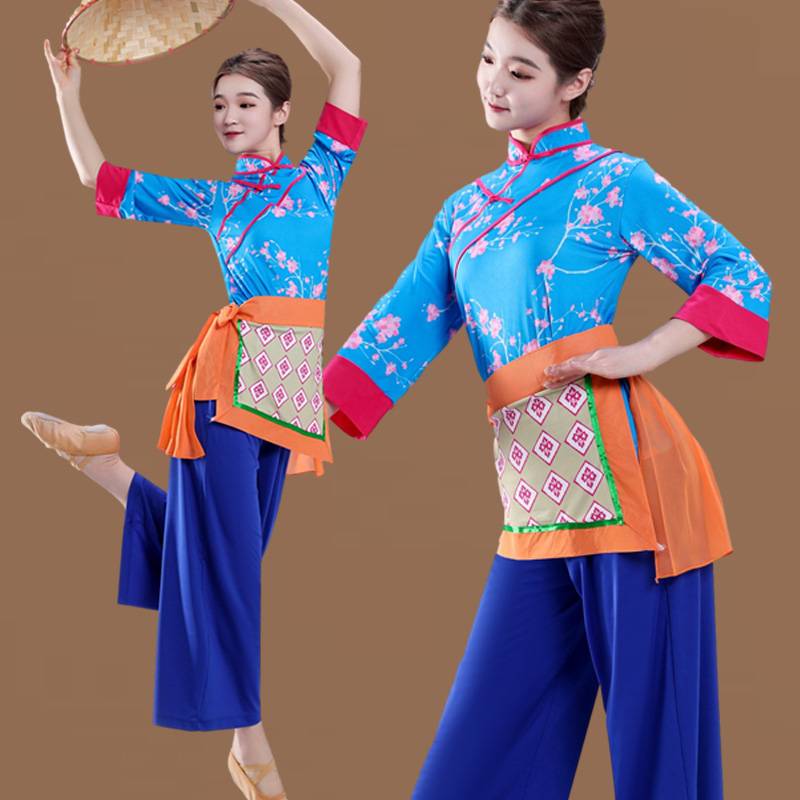 Square dance clothing new set of Yangge clothing tea picking dance performance performance clothes ethnic dance dance dance women