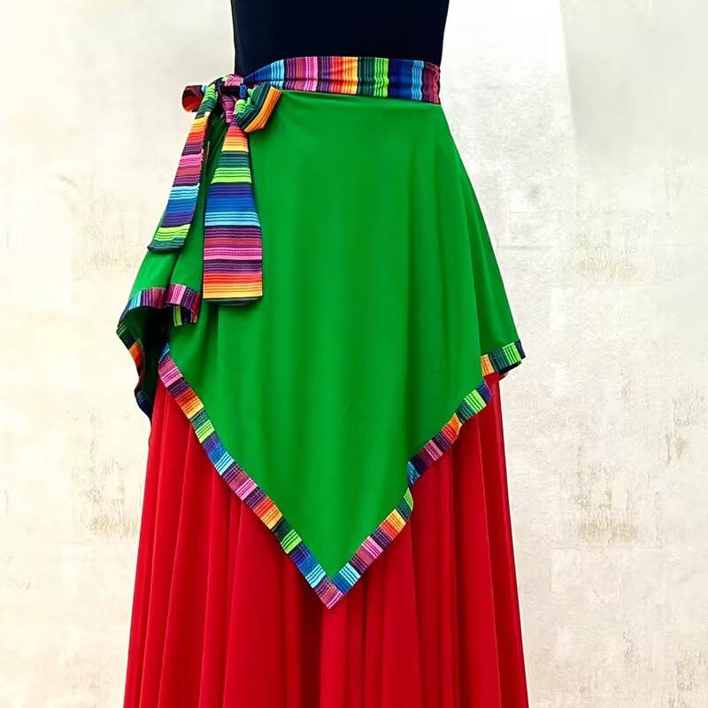Perform dance dance Tibetan dance national dance skirt performance half -body small red skirt dancing dance skirt female square dance small waist skirt