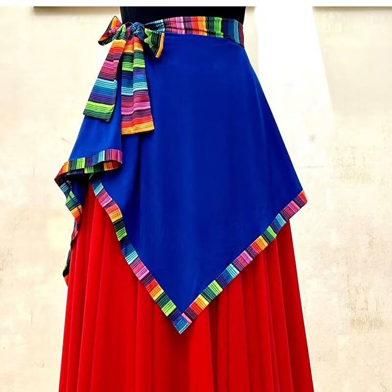Perform dance dance Tibetan dance national dance skirt performance half -body small red skirt dancing dance skirt female square dance small waist skirt