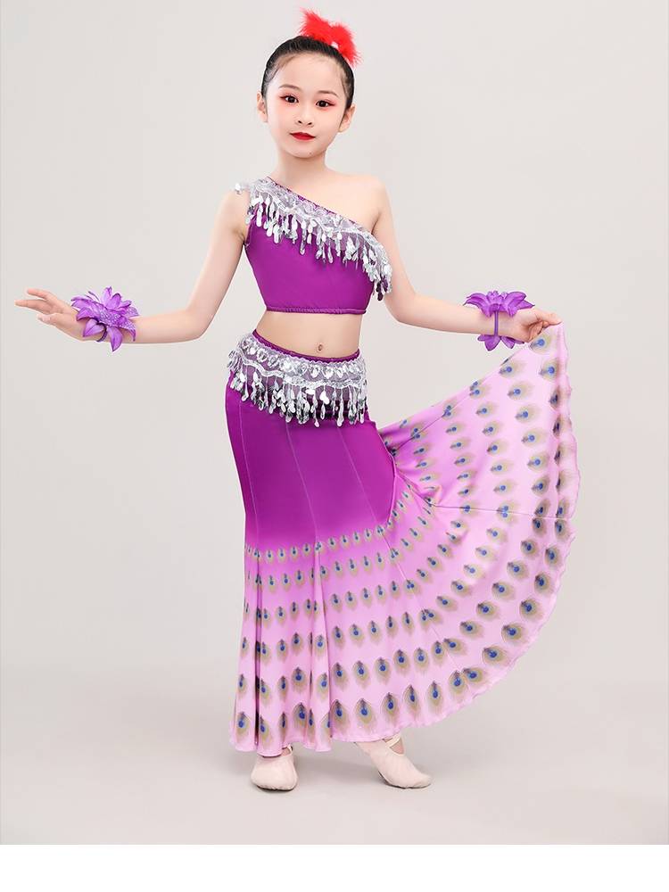 New Adult Children Dai Dance Performance Dress Practice Practice National Halway Skirt Gradient Skirt Skirt Fish Tail Skirt