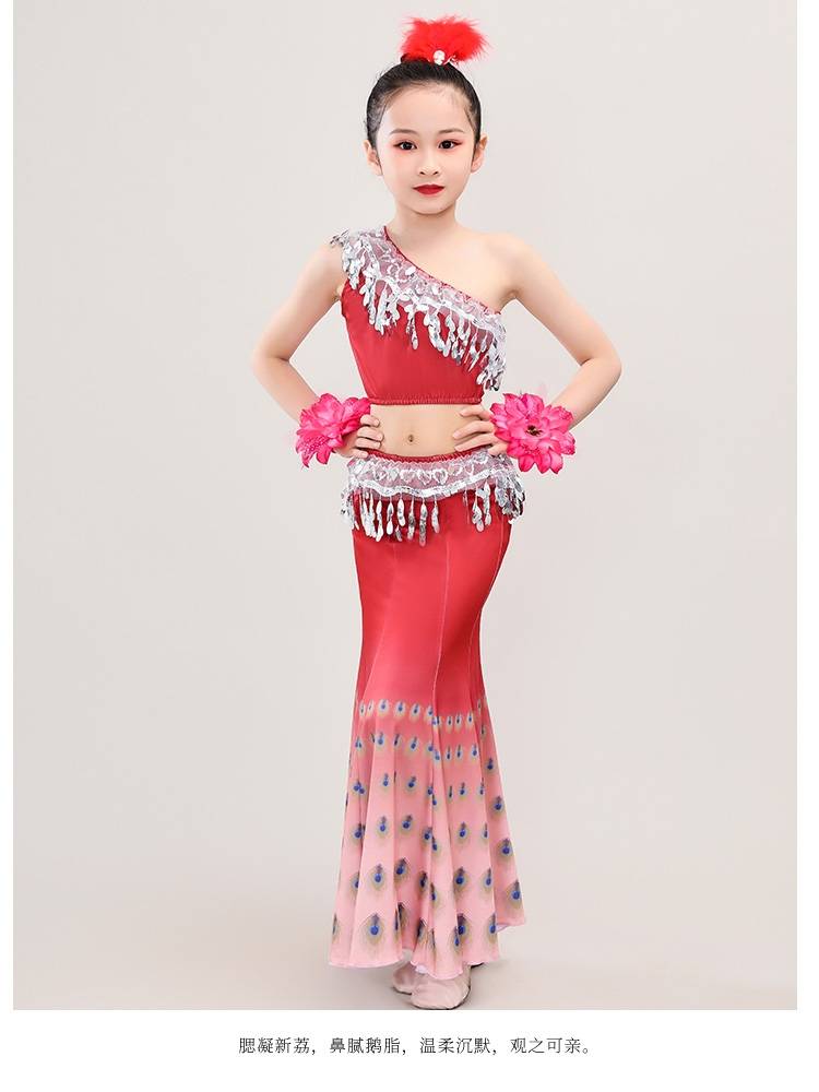 New Adult Children Dai Dance Performance Dress Practice Practice National Halway Skirt Gradient Skirt Skirt Fish Tail Skirt