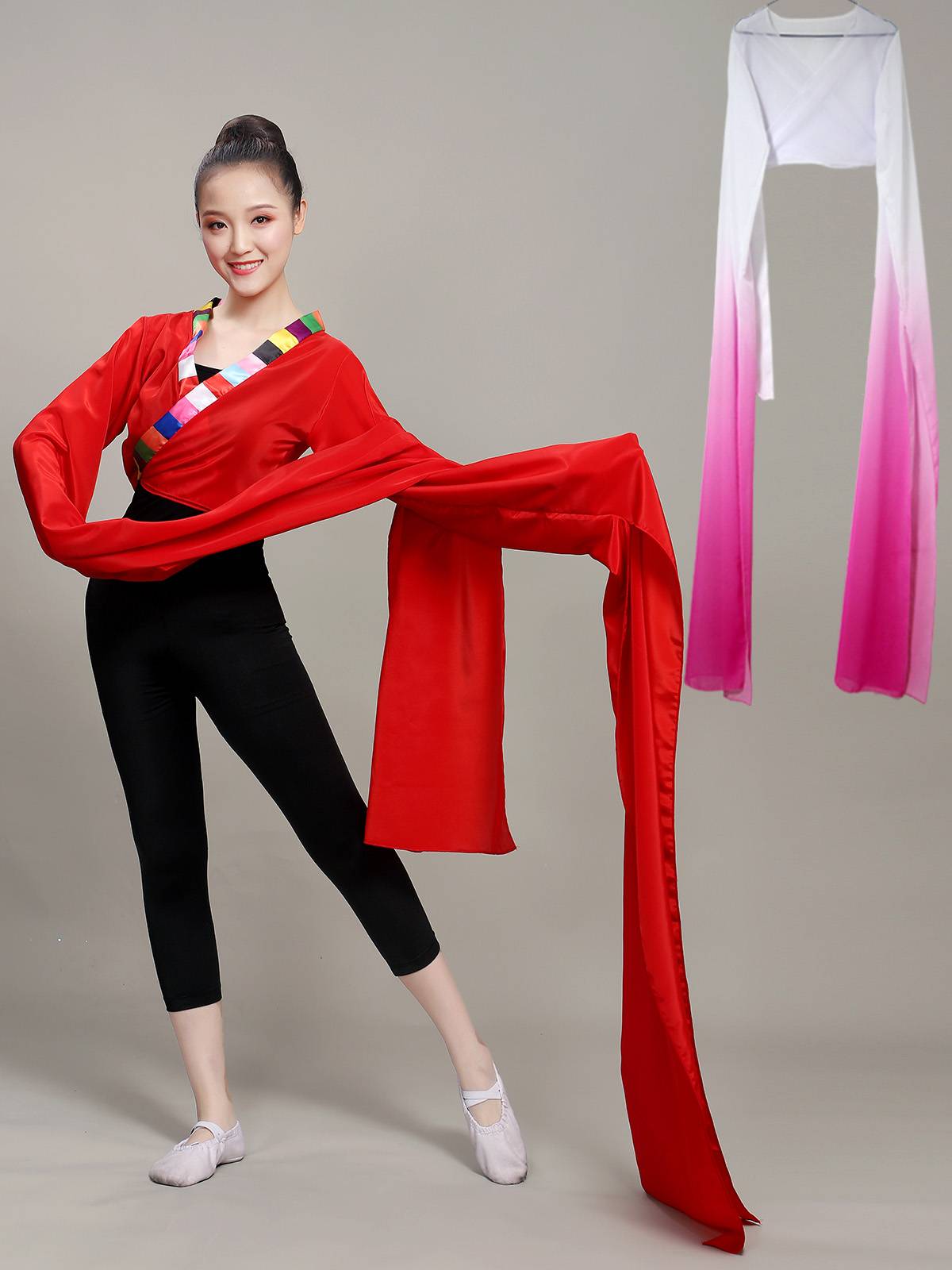 Water sleeve dance clothes top female Tibetan nation dance shocking classical dance exercise skills sleeve throwing sleeve adult performance service