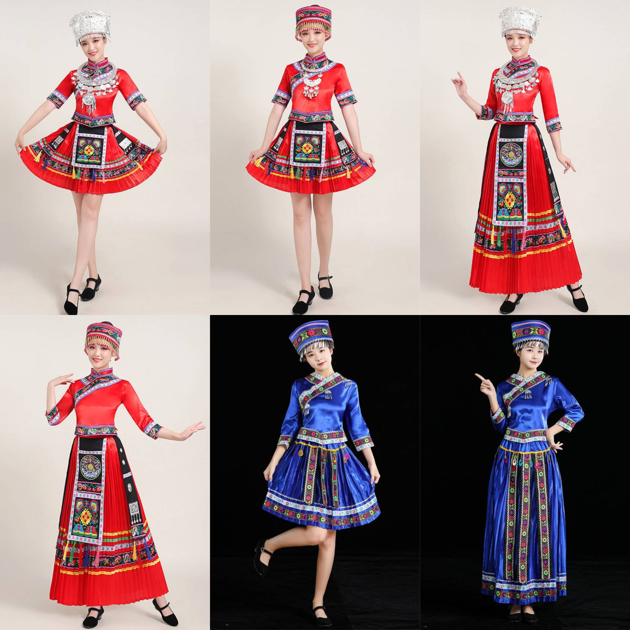 56 ethnic minority clothing female adult Zhuang Miao Mongolian Mongolian Yi Li Tibetan Tibetan dance performances