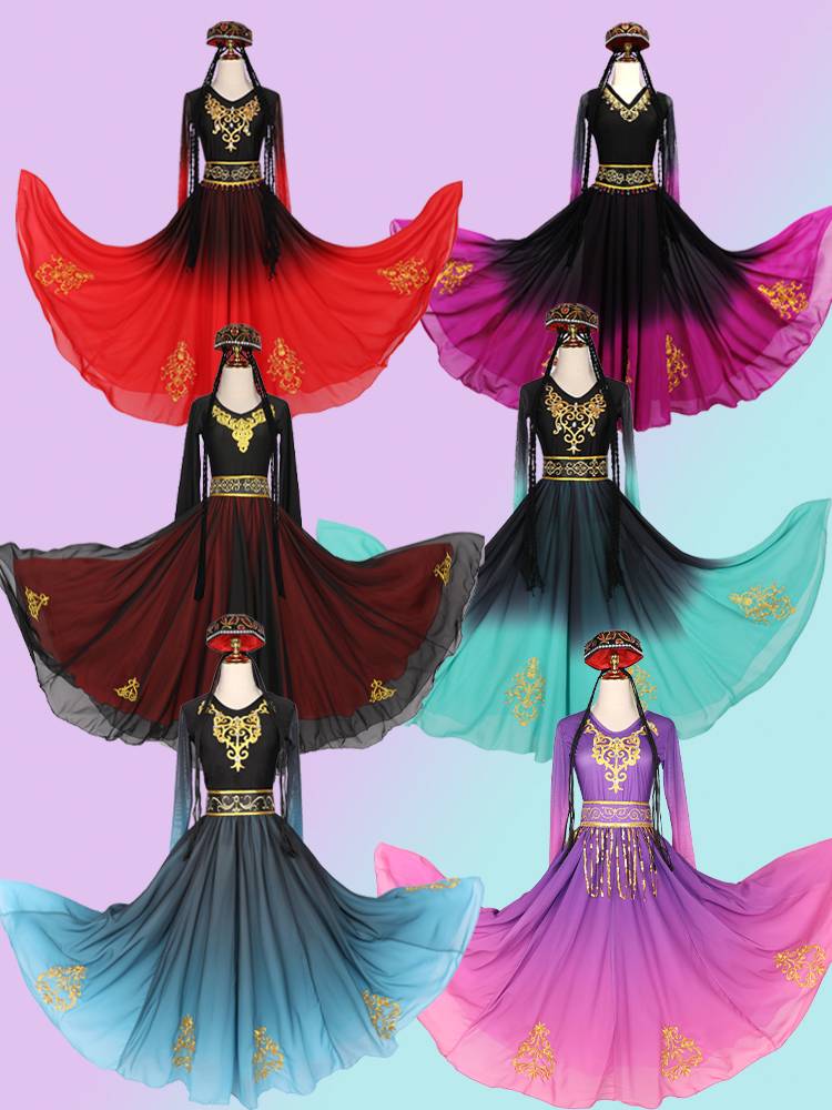 High-quality Xinjiang dance show with a pomegranate and an opening dress for the female minority