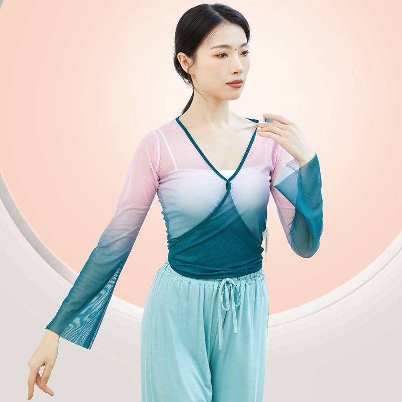 Classical dance dance clothing women's body rhyme yarn clothing grace, gradient color national modern dance Chinese dance exercise top