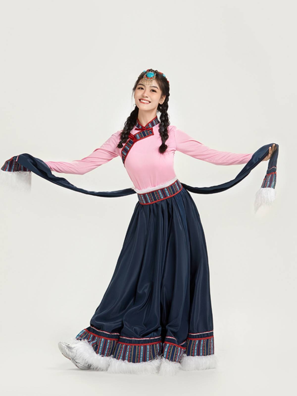New Tibetan Dance Performance Server Tibetan Halway Skirt Test Training Service Square Dance Watch Performance Service National Style Skirt