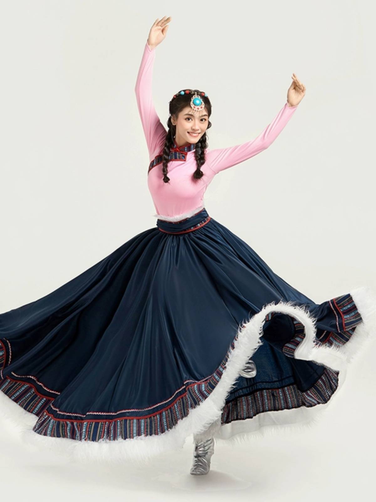 New Tibetan Dance Performance Server Tibetan Halway Skirt Test Training Service Square Dance Watch Performance Service National Style Skirt