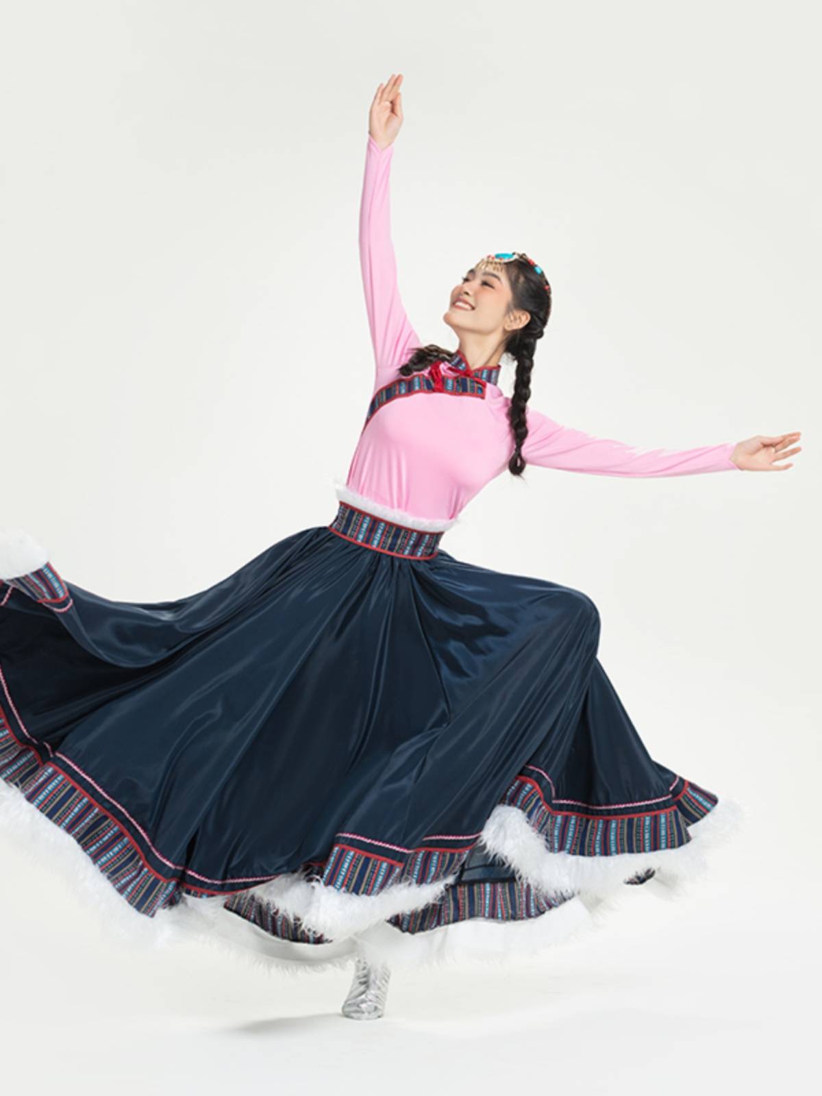 New Tibetan Dance Performance Server Tibetan Halway Skirt Test Training Service Square Dance Watch Performance Service National Style Skirt