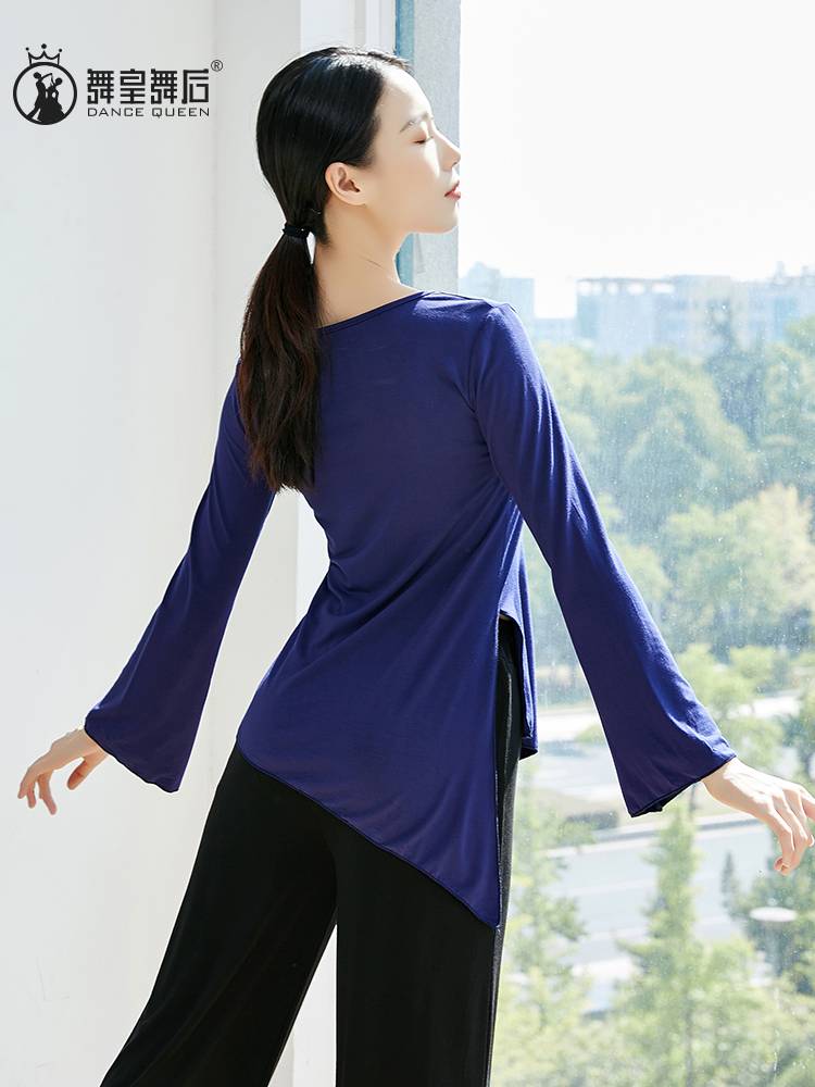 2024 summer new long -sleeved dance clothing classical dance exercises, female adult loose national dance -shaped dress top