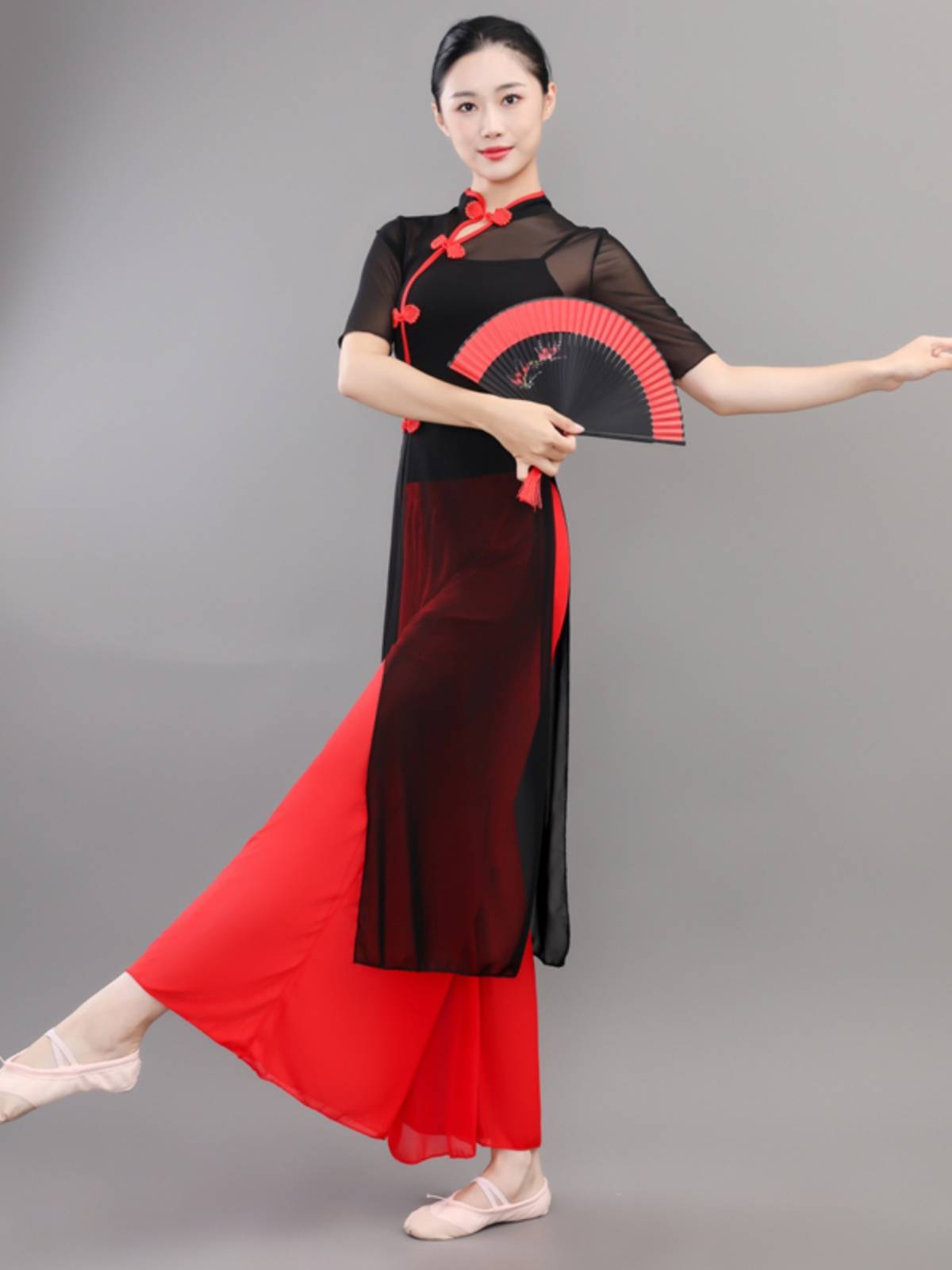 Chinese style classical dance cheongsam elegant female elastic gauze national style repair yangko performance service dance performance service