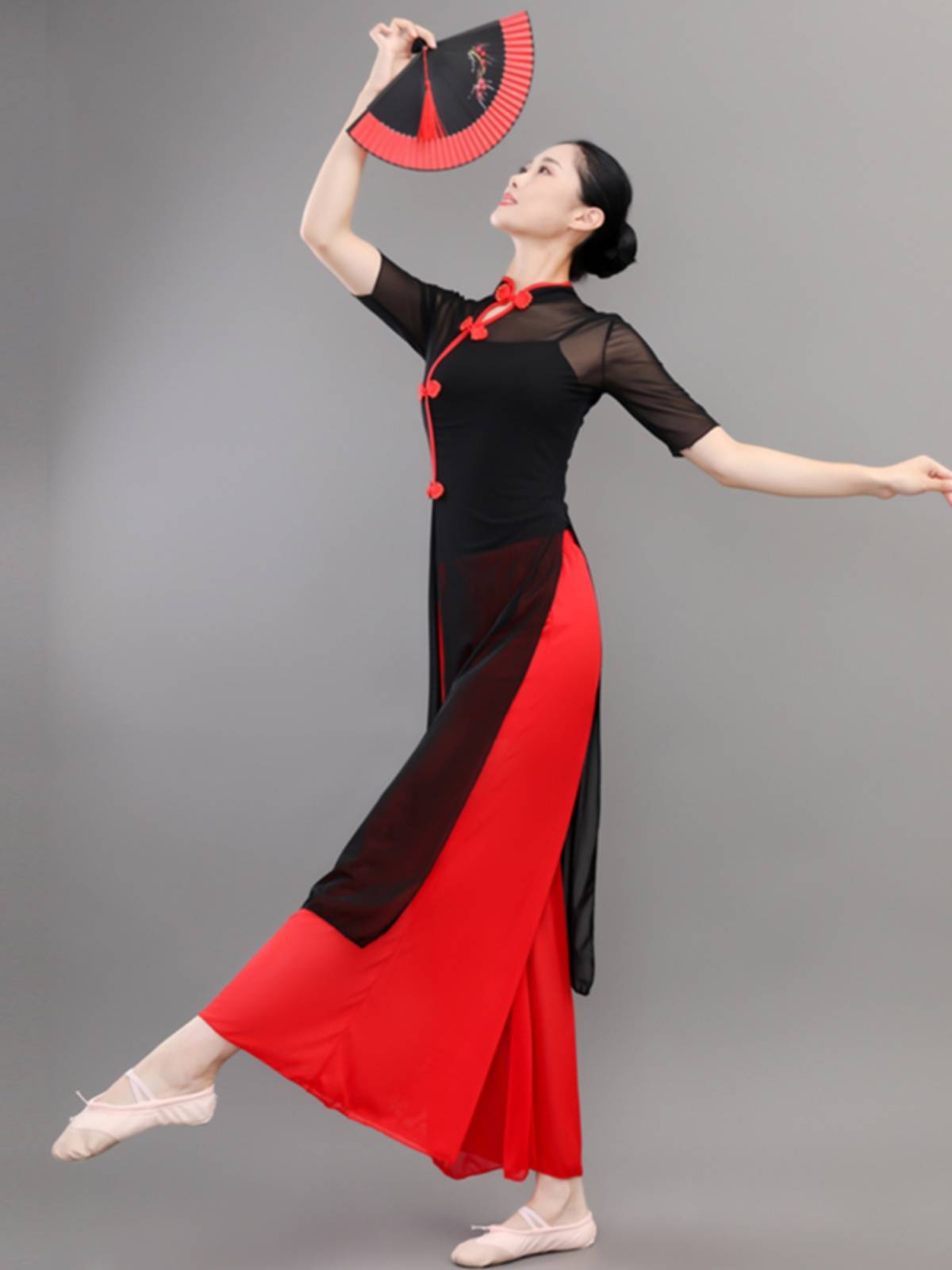 Chinese style classical dance cheongsam elegant female elastic gauze national style repair yangko performance service dance performance service