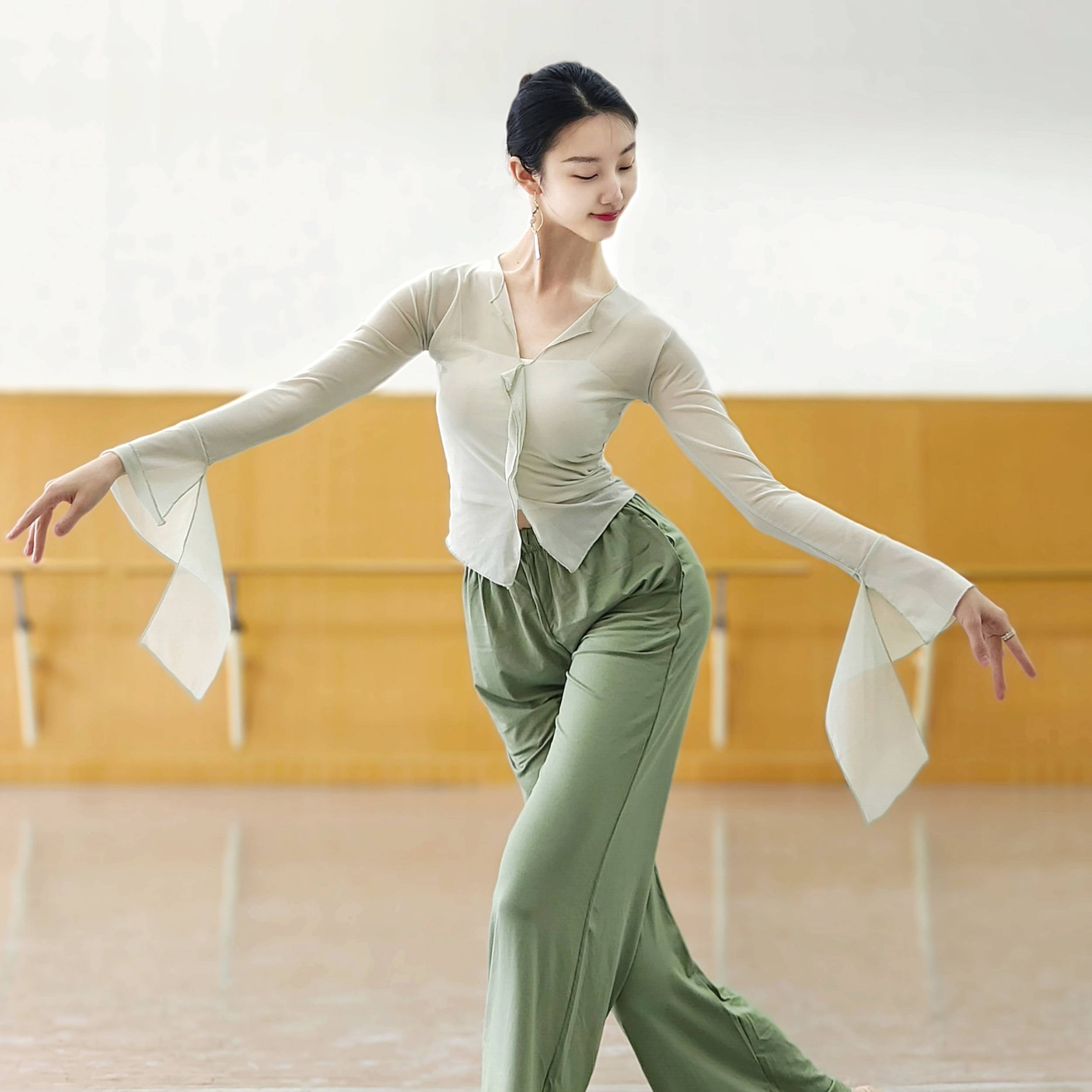 Classical dance gauze performance service women's elegant blouse loose body rhyme Chinese dance service professional dance practice uniform top
