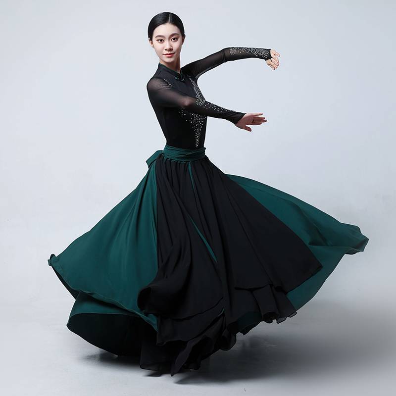 New Mongolian dance performance clothing female adult art test big skirt practice long skirt ethnic skirt suits