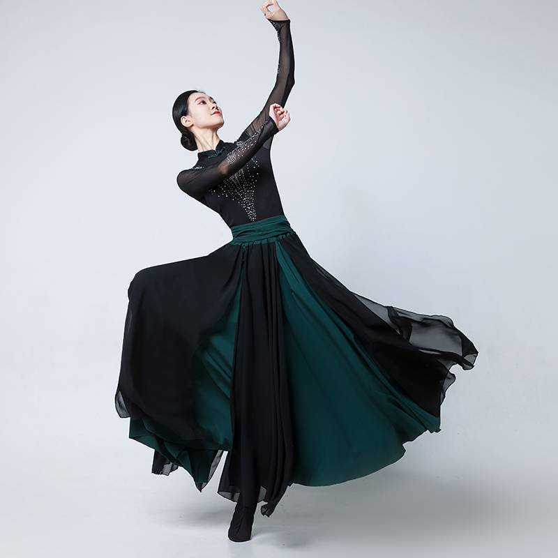 New Mongolian dance performance clothing female adult art test big skirt practice long skirt ethnic skirt suits