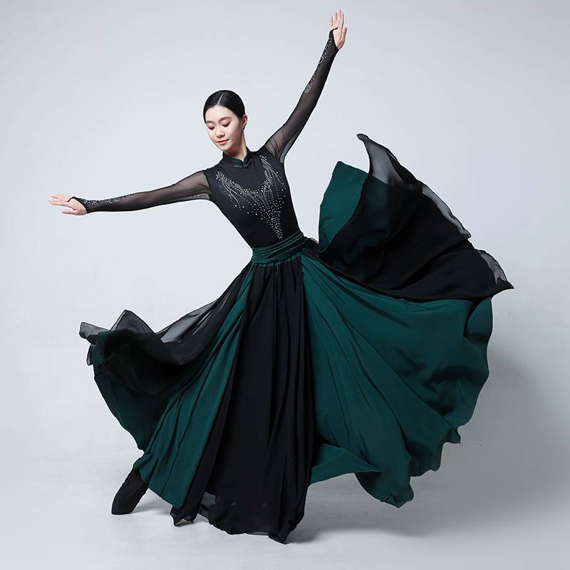New Mongolian dance performance clothing female adult art test big skirt practice long skirt ethnic skirt suits