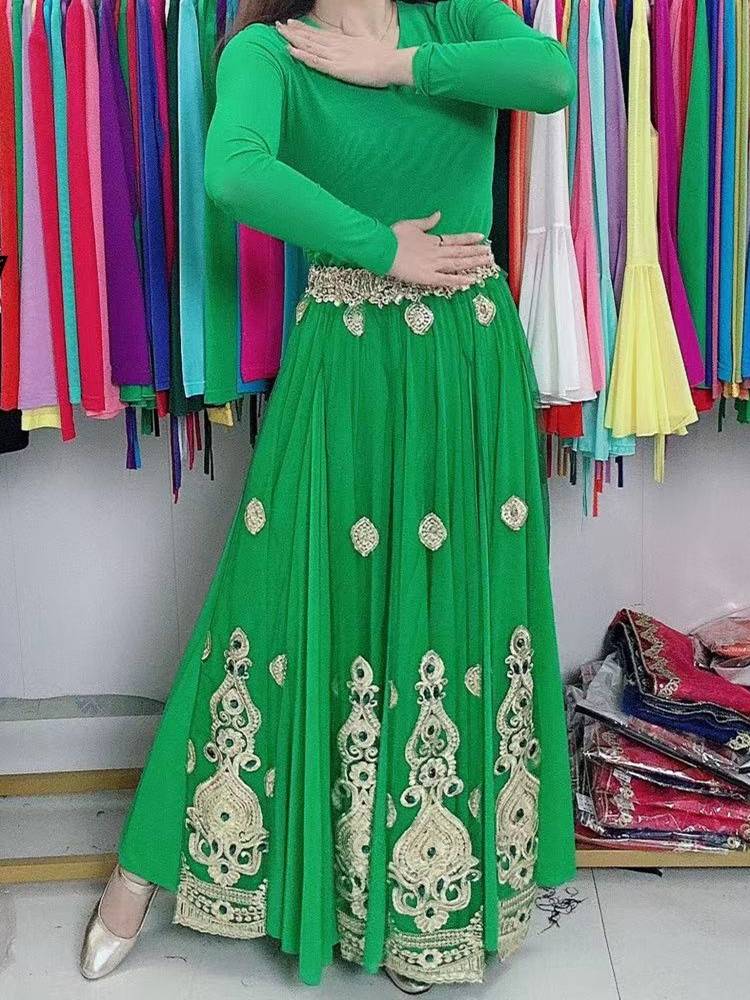 Xinjiang National Dance Plaza Dance San Dancing long European Roots Handmade hot drilling waist