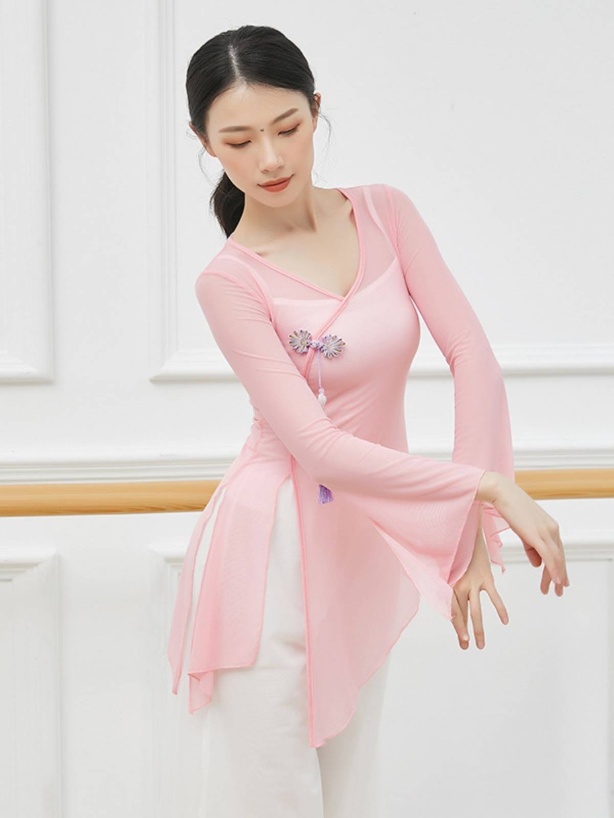 Classical dance clothing body rhyme, clothing, women's top, practice Chinese style dance ethnic net gauze dance clothing elegant fairy