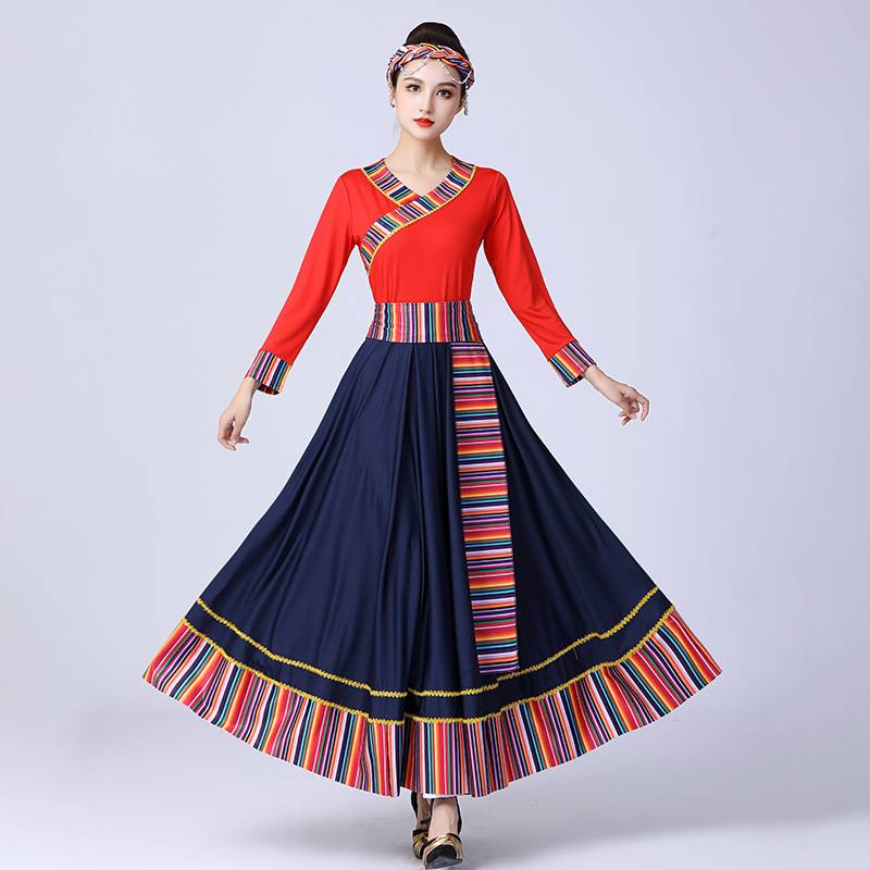 Tibetan dance dress, long-sleeved plaza dress, half-dressed, Tibetan dress girl