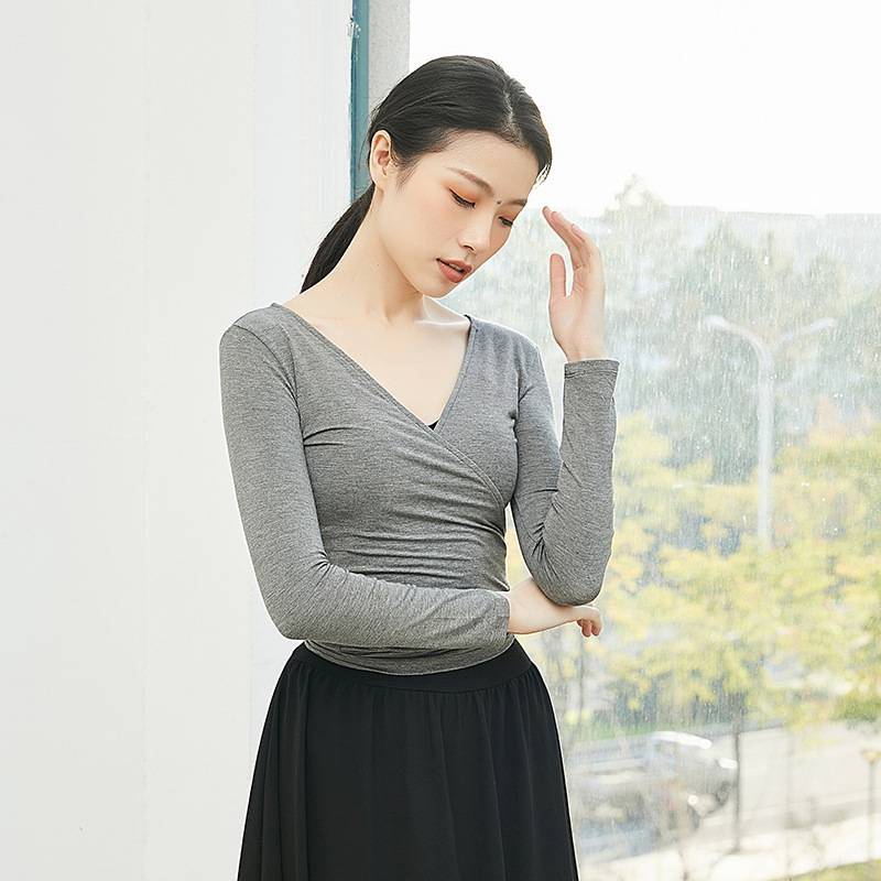 Dance practice service body training top female Chinese classical national dance teacher clothing black slim dance jacket