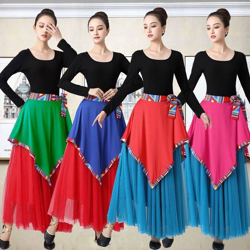 2024 Spring and Summer Saturday Skato Tibetan Dance National Dance Skirt Wild Performance Clothing Dancing Plaza Dance Skin Skirt