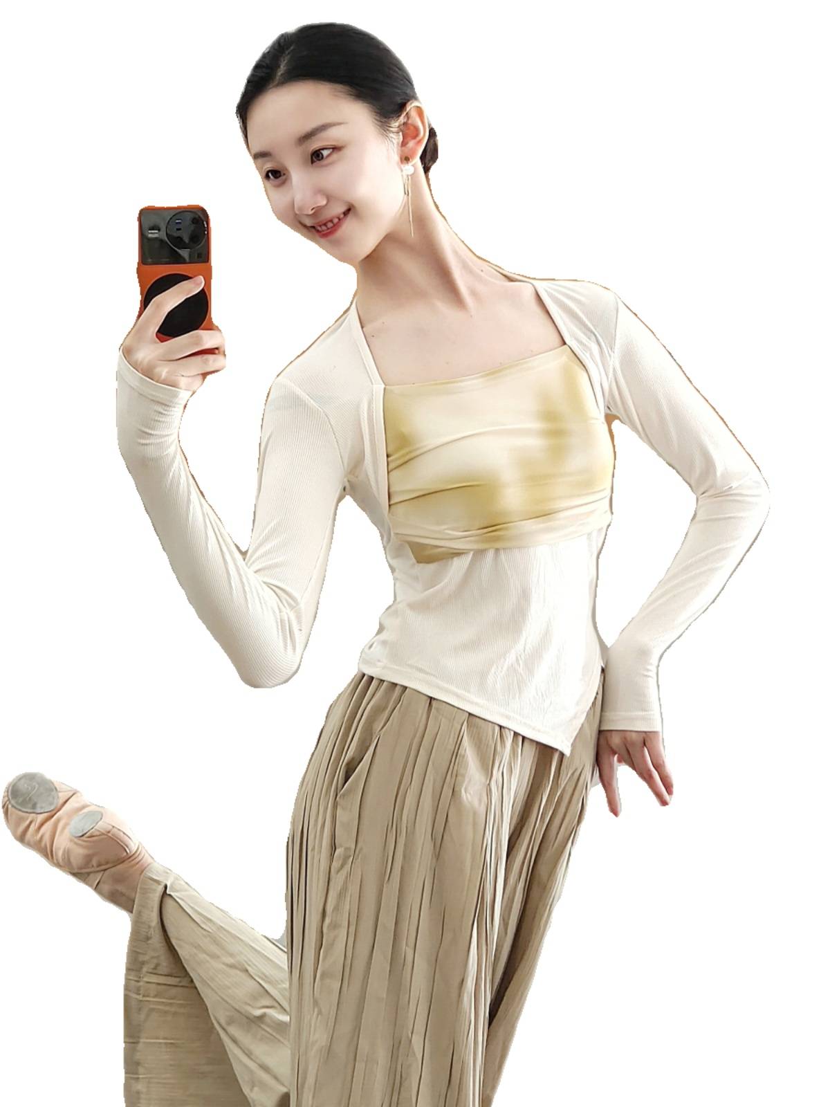 Modern dance long -sleeved knitted top Chinese style classical dance exercise female ink dance service autumn and winter new art test