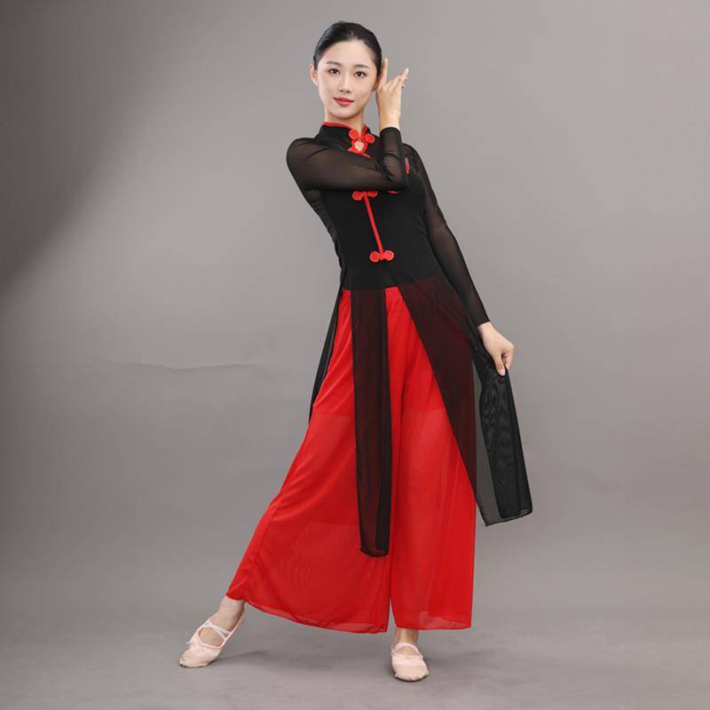 Chinese style classical dance cheongsam elegant female elastic gauze national style repair yangko performance service dance performance service