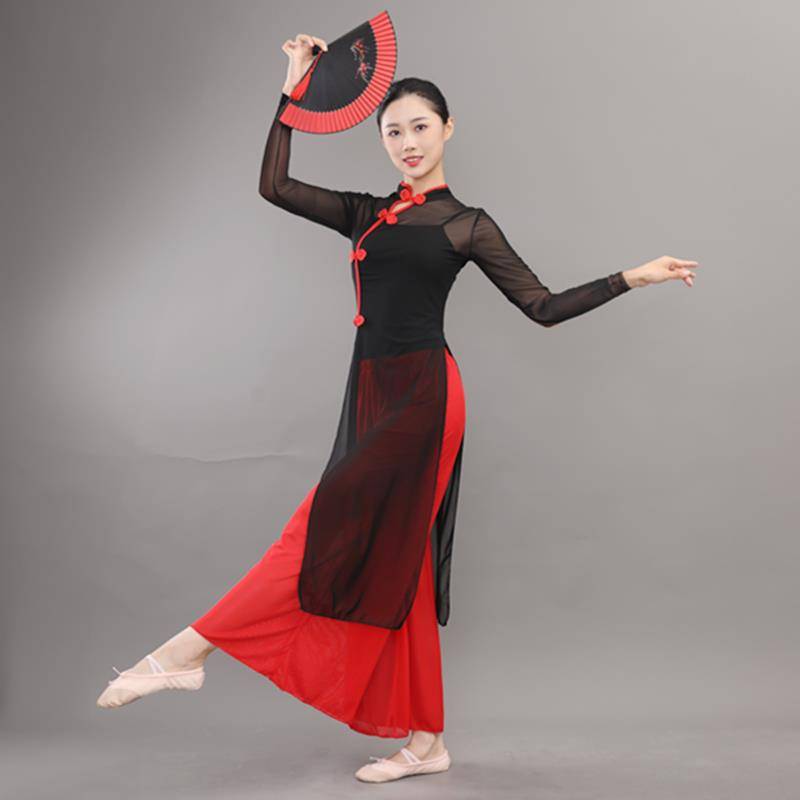 Chinese style classical dance cheongsam elegant female elastic gauze national style repair yangko performance service dance performance service