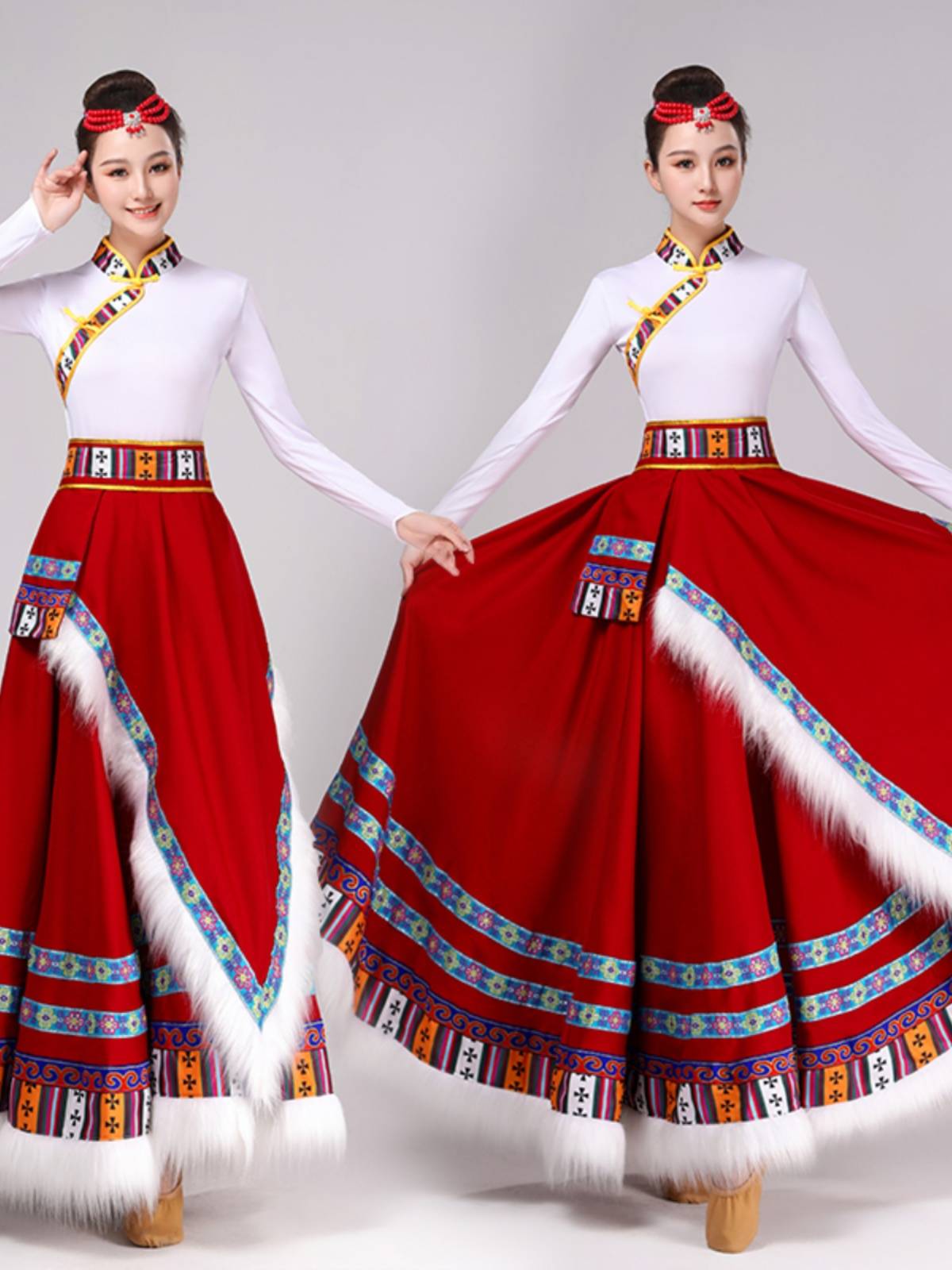 Tibetan dance dress show for ethnic minority adult students to practice Tibetan dance