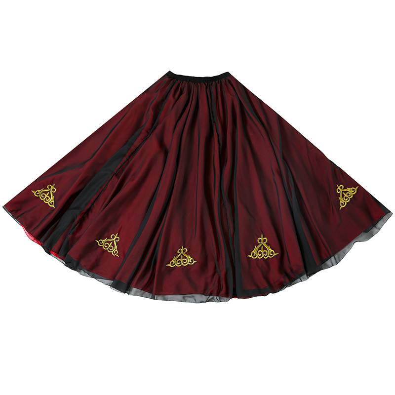 The new Xinjiang dance clothing large skirt national costume women's art test half -body long practice skirt Uighurs performance service