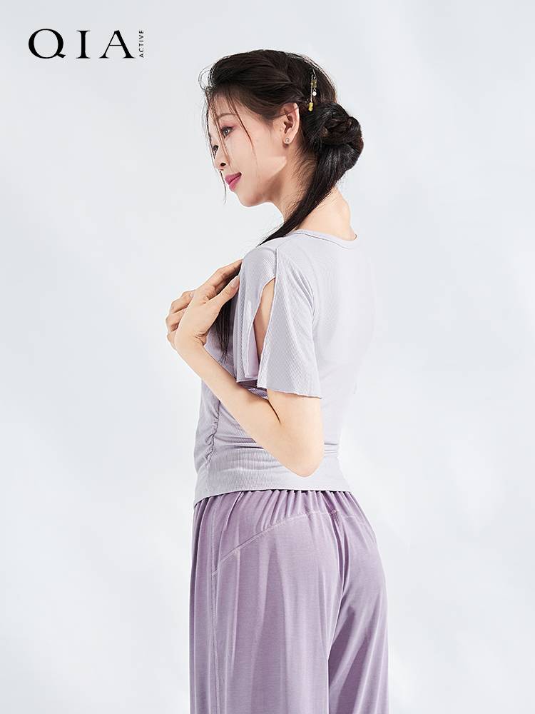 Qia Classical Dance Practice Version V -neck repair short sleeves.