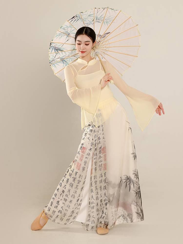 Classical Dance Elastic Rhyme Rhymes Gatey Wide Lead Women's Skirts National Chinese Watch Performing Arts Dance Dance Server