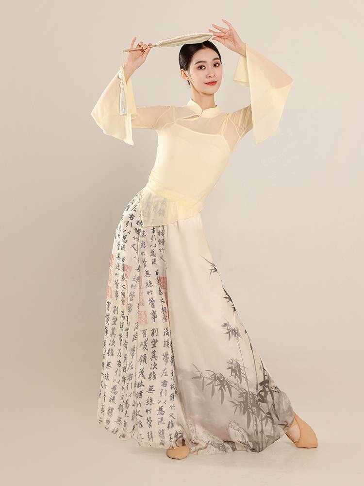 Classical Dance Elastic Rhyme Rhymes Gatey Wide Lead Women's Skirts National Chinese Watch Performing Arts Dance Dance Server