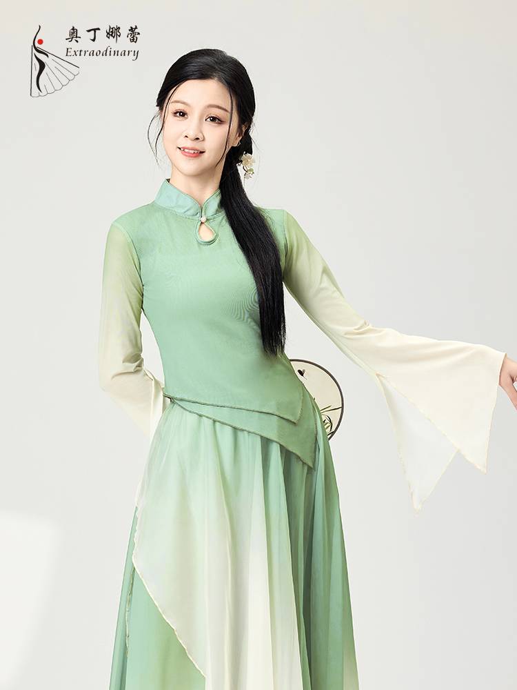 Classical dance clothing female elegant body rhyme gauze Chinese dance exercise cheongsam top national performance clothing new style
