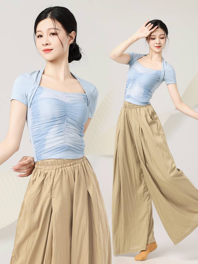 Shangmai's new modern dance -shaped training service Chinese dance training service performed classical dance short -sleeved top female summer