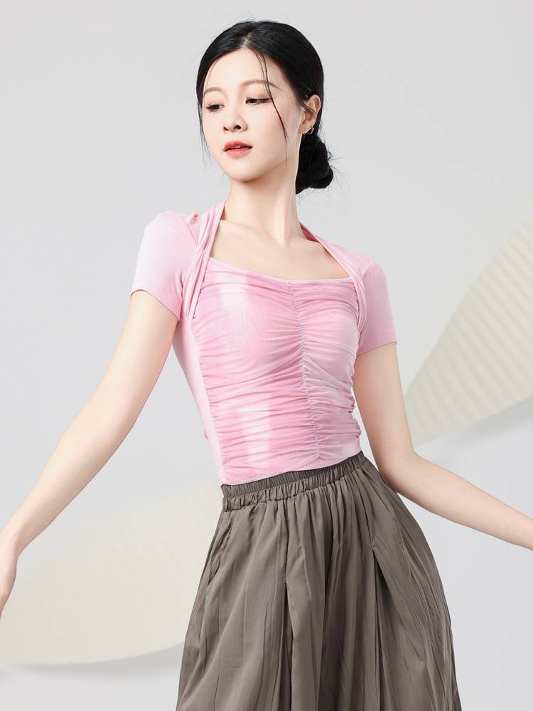 Shangmai's new modern dance -shaped training service Chinese dance training service performed classical dance short -sleeved top female summer