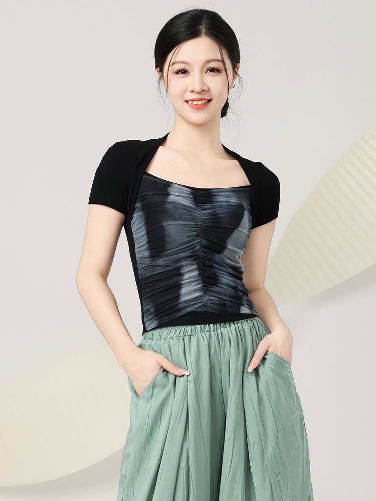 Shangmai's new modern dance -shaped training service Chinese dance training service performed classical dance short -sleeved top female summer