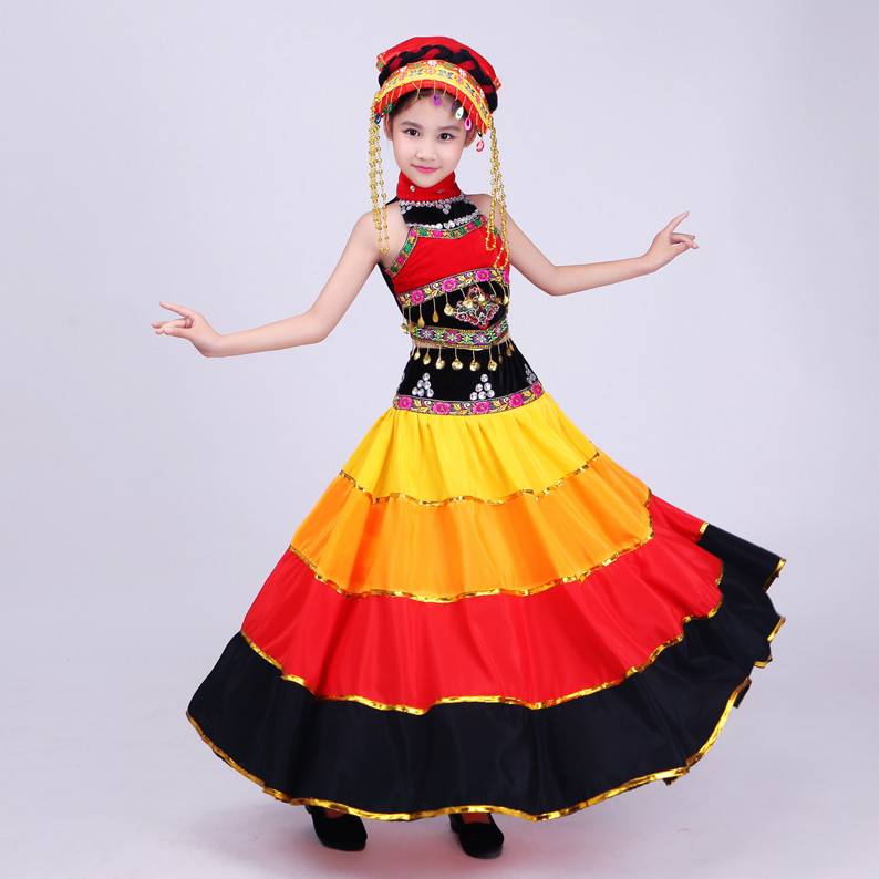 Yi dance and clothing female Yi big dress skirt spring dance service Hani baby dance performance clothes big skirt