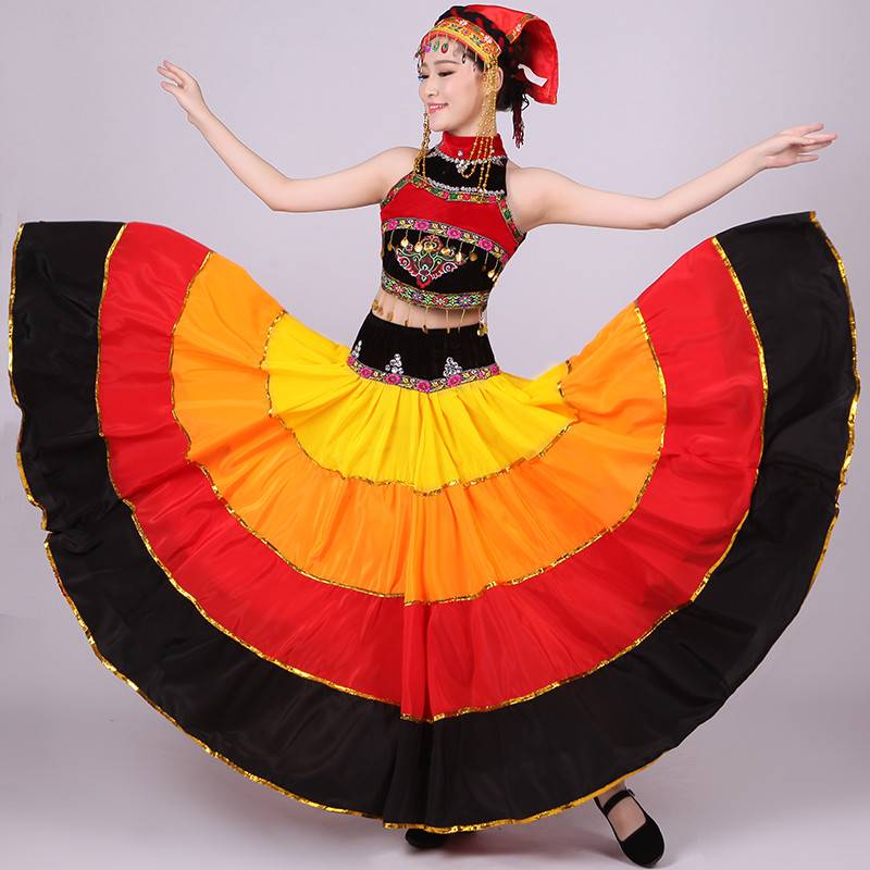 Yi dance and clothing female Yi big dress skirt spring dance service Hani baby dance performance clothes big skirt
