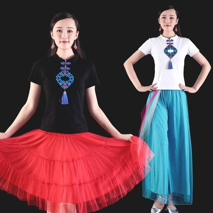 Pure Cotton National Plaza Dance Clothing 2024 New Spring / Summer Women's Long Sleeve Dance Yangge Dress Performing Clothing Set