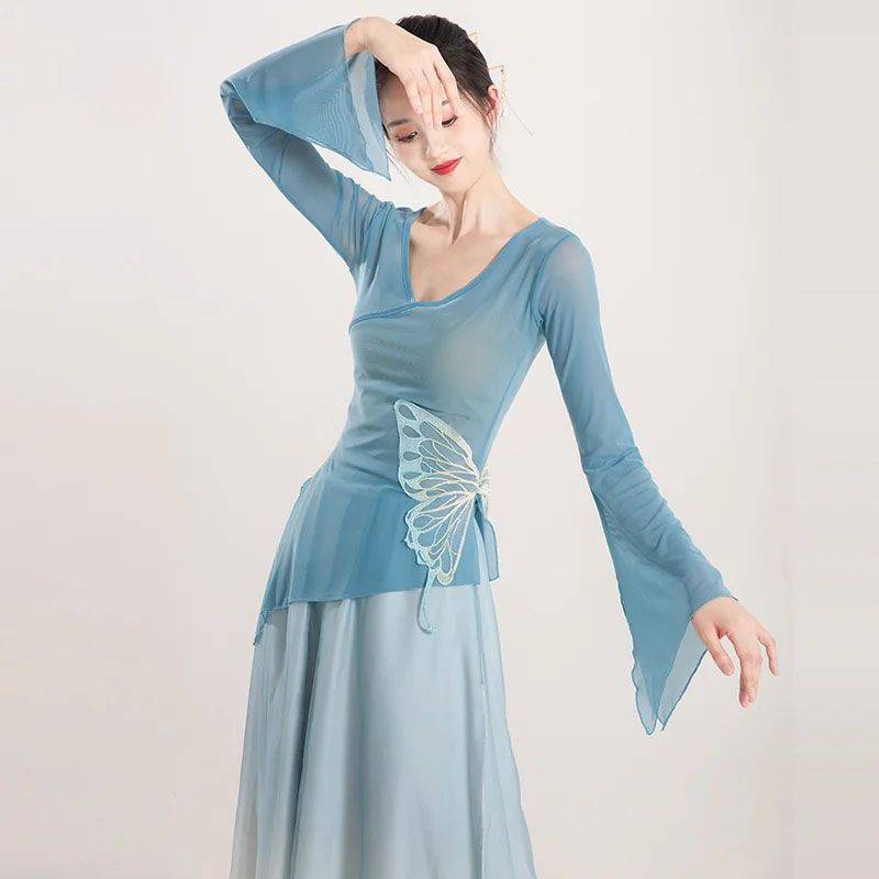 Classical dance body rhyme, elegant gauze, Chinese dance national dance ethnic dance art collection training skills clothing top
