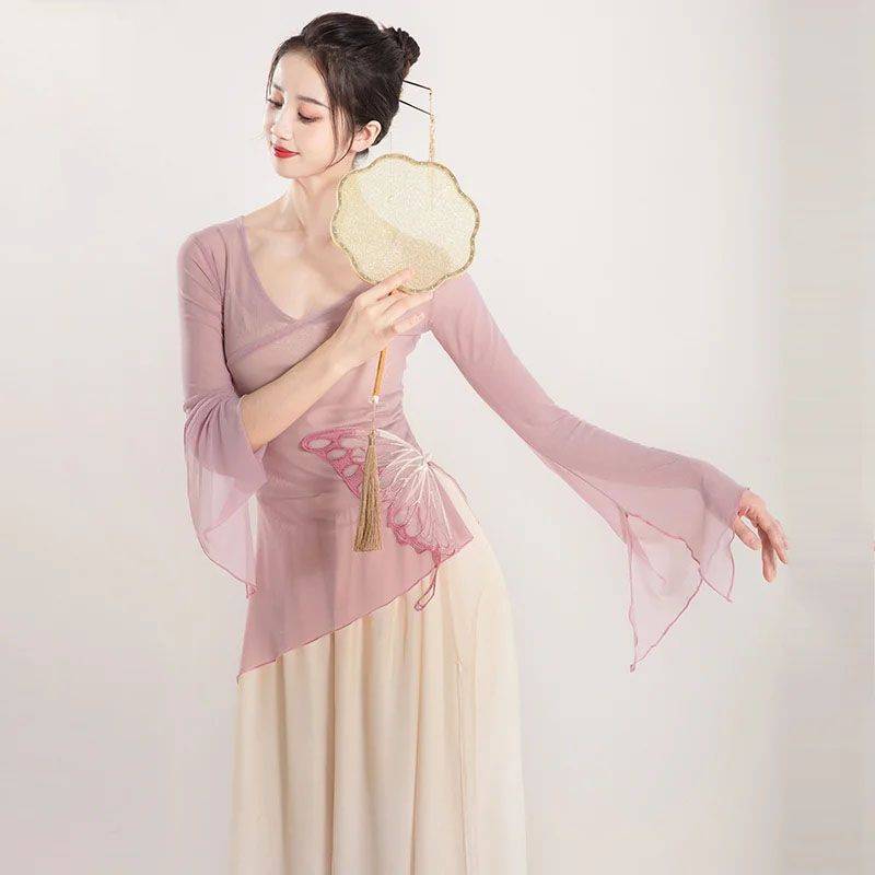 Classical dance body rhyme, elegant gauze, Chinese dance national dance ethnic dance art collection training skills clothing top