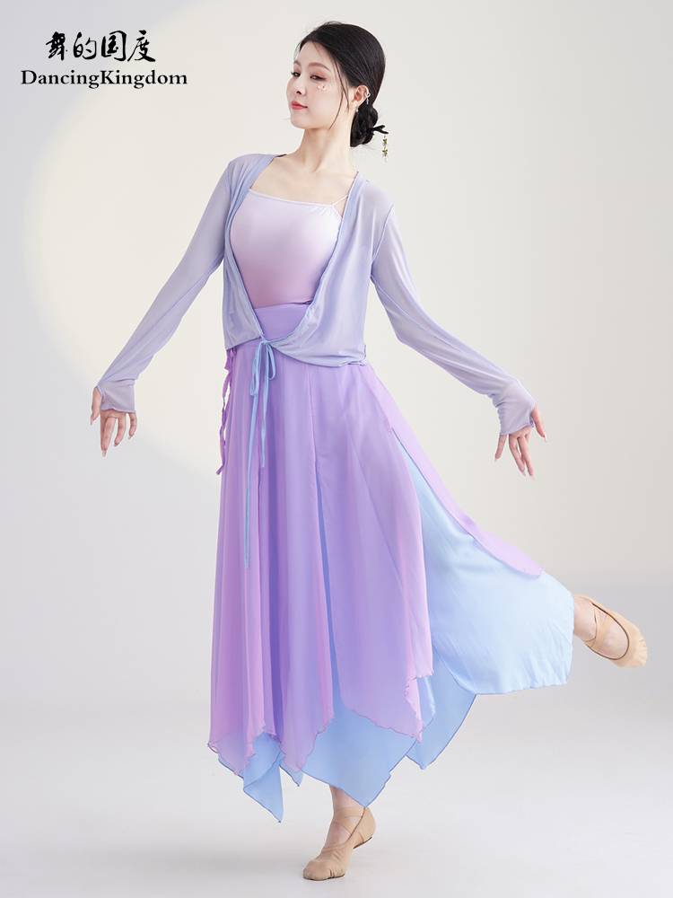 Classical dance clothing body rhyme, thin gauze Chinese dance, elegant shirt, female performance, skirt pants, national dance watch show